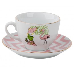 Чайная пара Девушка с фламинго
